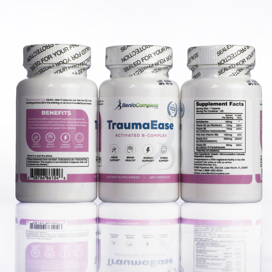 TraumaEase Activated B Complex Support Formula - Supplement for Stress & Nerve Support - BenfoComplete