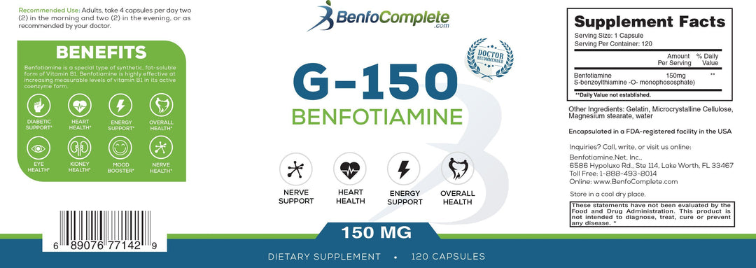 BenfoComplete™ Benfotiamine 150mg 120 Gelatin Capsules 3 Bottles & BenfoCreme™ Bundle - BenfoComplete