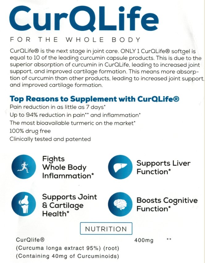 CurQLife Curcumin - Water Based Organic Curcumin (Turmeric) Optimized for Joint Health - BenfoComplete